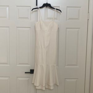Cinq a Sept Salina Ruffle Hem Midi Dress Ivory/White